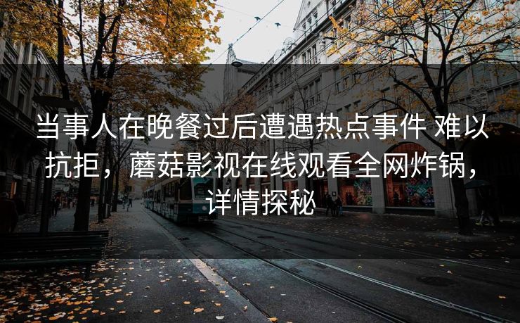 当事人在晚餐过后遭遇热点事件 难以抗拒,蘑菇影视在线观看全网炸锅,详情探秘 当事人在晚餐过后遭遇热点事件 难以抗拒,蘑菇影视在线观看全网炸锅,详情探秘