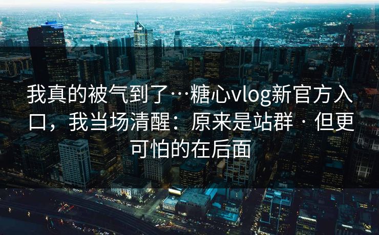我真的被气到了…糖心vlog新官方入口，我当场清醒：原来是站群 · 但更可怕的在后面